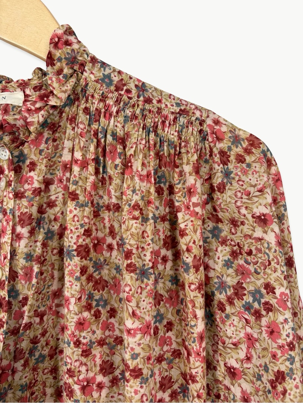 DÔEN Rose Blouse Size Small in Pink Valley Floral Cotton Viscose Relaxed Fit - Picture 10 of 16
